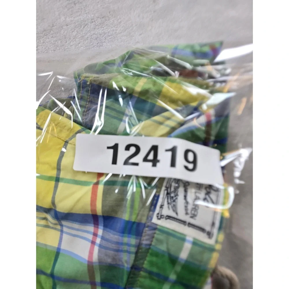 Polo‎ Ralph Lauren Madras Swim Trunks Mens 32 Green Yellow Plaid Cargo NEW